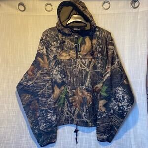 Rivers West Mens Large Waterproof Mossy Oak Camo 1/4 Zip Hooded Fleece Jacket